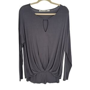Michael Stars Gray Jersey Surplice Top OS One Size Made in USA Quiet Luxury